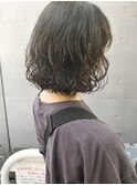 【三ツ井】小顔パーマ 大人可愛い ボブパーマ コテ巻き風 グレー