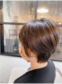 前下がりショート/Aラインボブ/マロンベージュ/かきあげ《銀座》