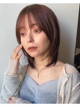 ラフ 新宿(Laff) ウルフボブ×ピンクブラウン【束感/ヘルシースタイル/新宿】