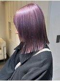 6163ニュアンスカラーラベンダーパープル韓国切りっぱなしボブ