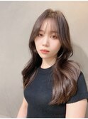 韓国ロングヘア 前髪あり