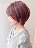 Say.大人ショートピンクベージュ丸みショートボブくびれショート