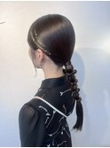 編みおろし タイトヘア  金箔ヘア 参列ヘア お呼ばれヘア