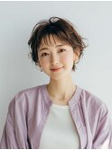 ミルクブラウン/ダークパープル/ナチュラルショート/夏/センター