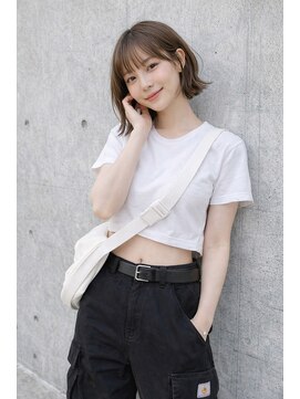 アグ ヘアー ロジェット 松本桐店(Agu hair rojet) 外はねボブ×カーキグレージュ