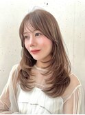 ◎ワンホンレイヤー艶感デジタルパーマ前髪ミルクティーブロンド