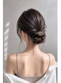 お呼ばれヘアセットヘアアレンジカチモリ編み下ろしハーフアップ
