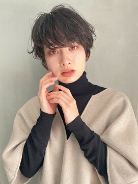 サンプラス(san+) 【リコ】ショートパーマ　暗髪　アッシュブラウン　前髪パーマ