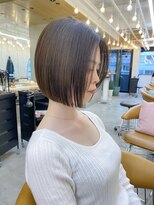 ロンドシエル 横浜(Lond ciel)&nbsp;イメチェン外ハネボブ美髪ワイドバングミディアム縮毛矯正韓国