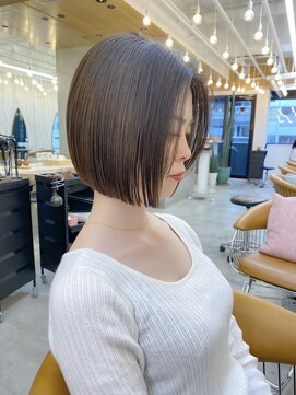 ロンドシエル 横浜(Lond ciel) イメチェン外ハネボブ美髪ワイドバングミディアム縮毛矯正韓国