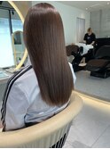 ★斜めバングミディアムヘアグレージュカラーシルキーベージュ★