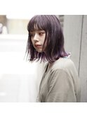 切りっぱなし外ハネボブとインナーカラーバイオレット