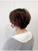 ショートボブパーマ　ゆるふわ　大人可愛い