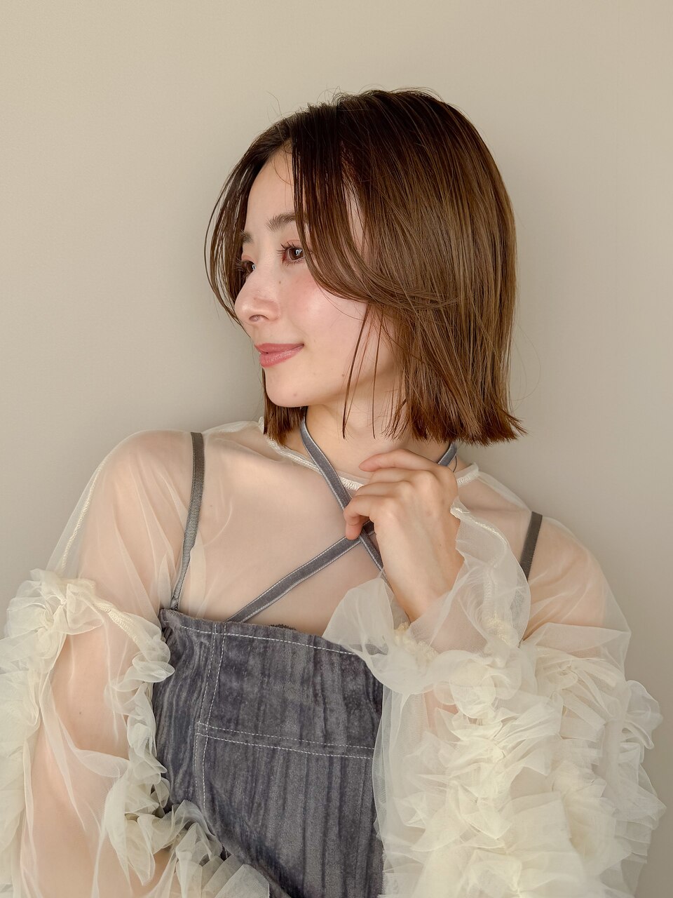 大人ボブ/ピンクベージュ/表参道/原宿