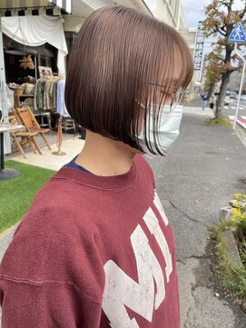 チャプター 問屋町(chapter) ブリーチなしミルクティーブラウン前下がりボブぱつっとボブ韓国