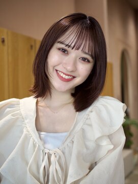 ガーデンヨコハマエスト(GARDEN YOKOHAMA est) 美髪　イメチェン　チェリーブラウン　ワイドバング　外ハネボブ