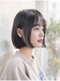 イメチェンボブ髪質改善ワイドバングショート透明感カラー