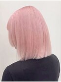 13482ブリーチ＆ダブルカラー韓国レイヤーボブホワイトピンク