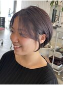 20代30代透明感暗髪アッシュブルーグレージュ丸みボブ
