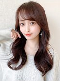 シャギーレイヤー韓国ワンホンヘアシースルーぱっつん前髪