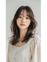 ケシキ 表参道 原宿(kesiki.)&nbsp;ミディアムレイヤー顔周りレイヤーハッシュカット韓国へア