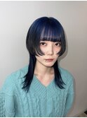 コバルトブルー × ブラック × ルーツカラー