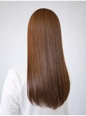 レイヤーカットミルクティーベージュブリーチなしダブルカラー