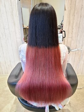 ヘアサロン フラット(hair salon flat) 個性×ツヤ髪ストレート黒髪暗髪ハイトーンツートン大人可愛い