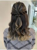 ハーフアップ　ヘアセット　結婚式　ライブ　20代30代　お呼ばれ