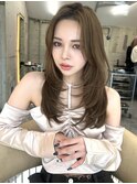 韓国ヘアーハッシュカットレイヤーカットグレージュブリーチ無し