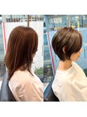 30代40代50代絶壁解消前髪あり小顔前下がりショートボブ