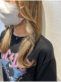 ブリーチ1回~インナーカラーベージュイヤリングカラー池袋東口