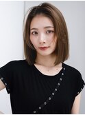 4ぱっつん前髪流し前髪鎖骨ミディアムボブ耳かけボブパーマ小顔