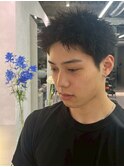 スパイキーショート/アップバングツーブロック/ブルーブラック