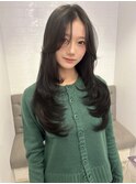 韓国/顔周りレイヤー/ダブルカラー/ベージュ/前髪新潟長岡宮関◆