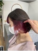 ボブスタイル×ピンクパープルインナー