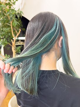 オブヘアーギンザ(Of HAIR GINZA) グリーンインナーカラー☆アンブレラカラー