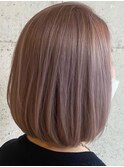 艶髪 モーヴピンクベージュ ケアブリーチ ショートボブ