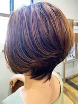 ヘアーハピネス ハート(hair happiness heArt)&nbsp;ハイライト前下がりショートミルクティーベージュウルフボブ