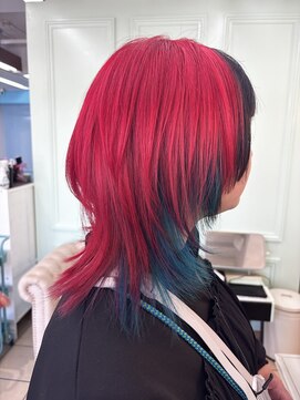 グラスペディア(graspedia) レッドインナーターコイズ【広島派手髪】【広島ウルフカット】