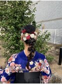 ヘアセットと袴着付け