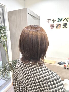 ヘアアンドメイク 心座(hair&make) オレンジブラウン　ミディアムウルフ