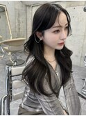 韓国ヘアーハッシュカットレイヤーカットグレージュブリーチ無し