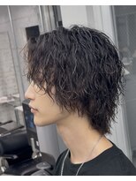 ブリーチパーマ縦落ちパーマミディアム
