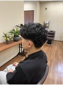 センターパート パーマ 