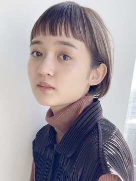 スー 自由が丘(suu) 大人かわいいシアーベージュフレンチボブマッシュショートオン眉