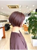 大人のショートボブ 暗くない白髪染め 明るいブラウン#1
