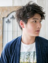 モッズヘア メン 南越谷南口店(mod's hair men)&nbsp;20代ダークアッシュ清潔感くせ毛風アップバング短髪ショートb1