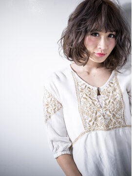 モッズヘア 越谷(mod's hair) グレージュxニュアンスウェーブ小顔ボブルフv越谷20代30代40代