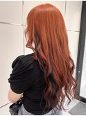 デザインカラー/個性派ヘア/オレンジ × 黒インナー